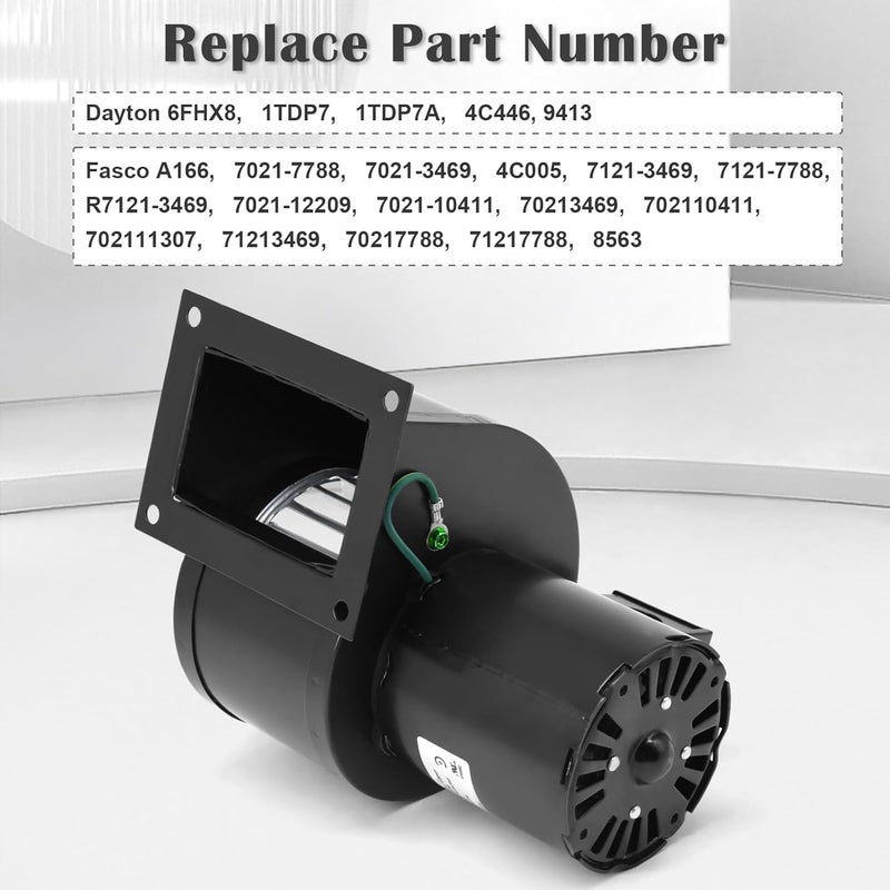 Aibabcue Blower Motor Replace 1TDP7 for Dayton 6FHX8, 4C446, 1TDP7A, 4C005, Fasco A166, 7021-3469, 7021-7788 Outdoor Wood Furnace Boiler Blower Fan - Image 3